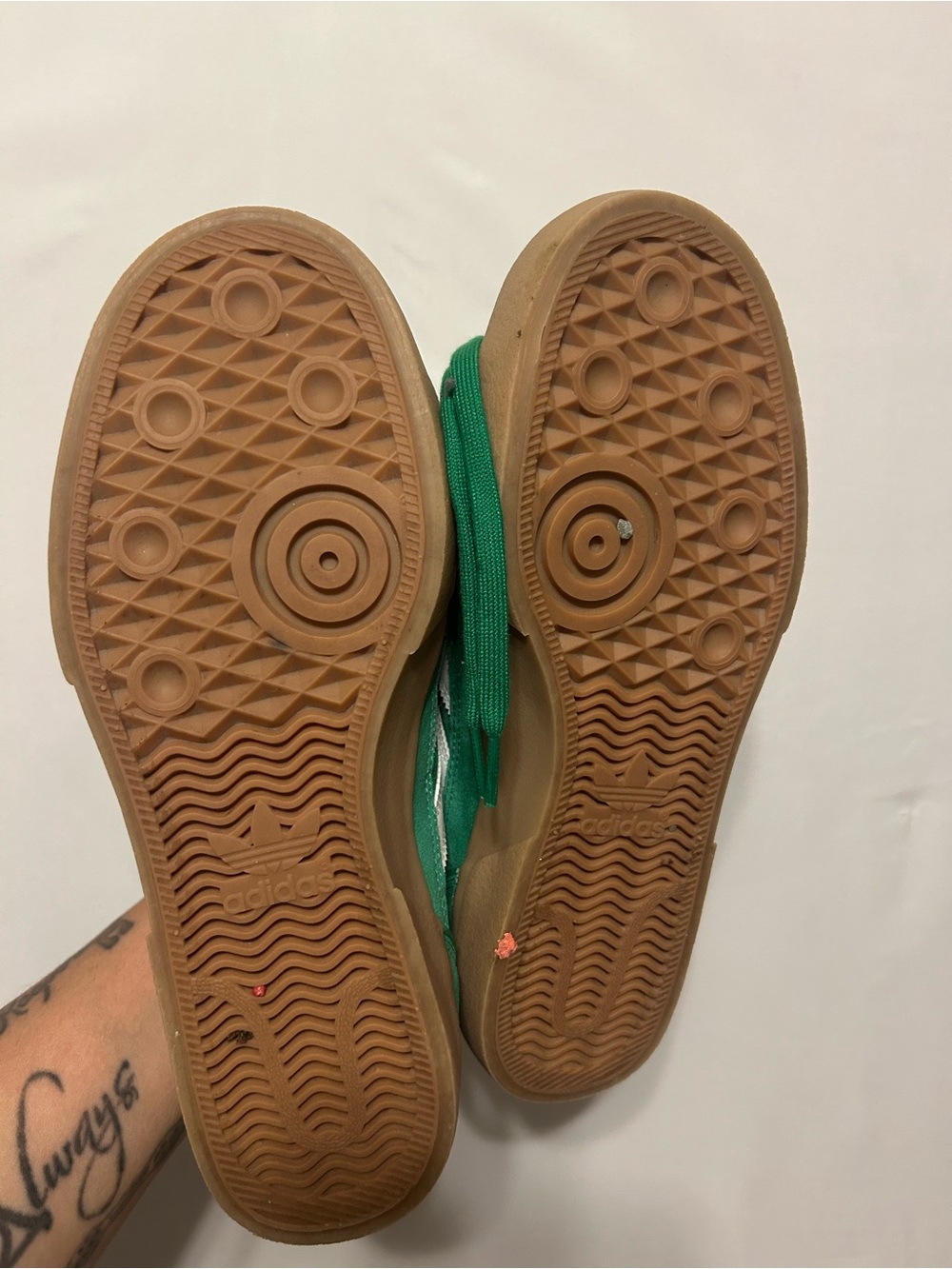 Adidas Court TNS Premiere Green Suede Low-Top with White Stripes and Gum Sole - Picture 4 of 7